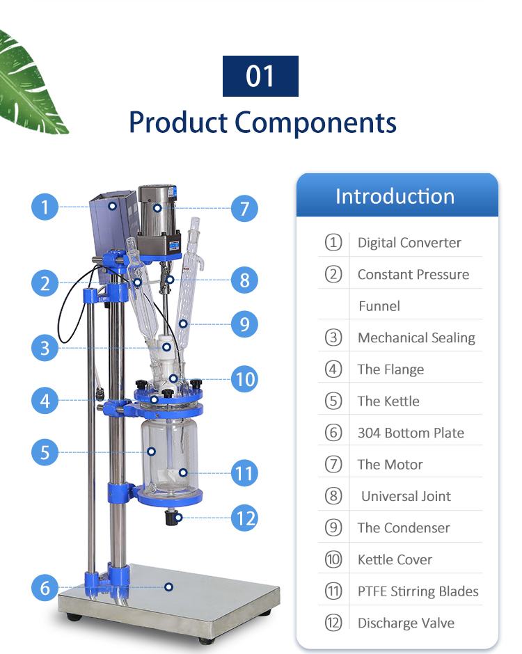 5l jacketed glass reactor