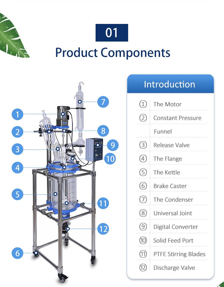 50l jacketed glass reactor