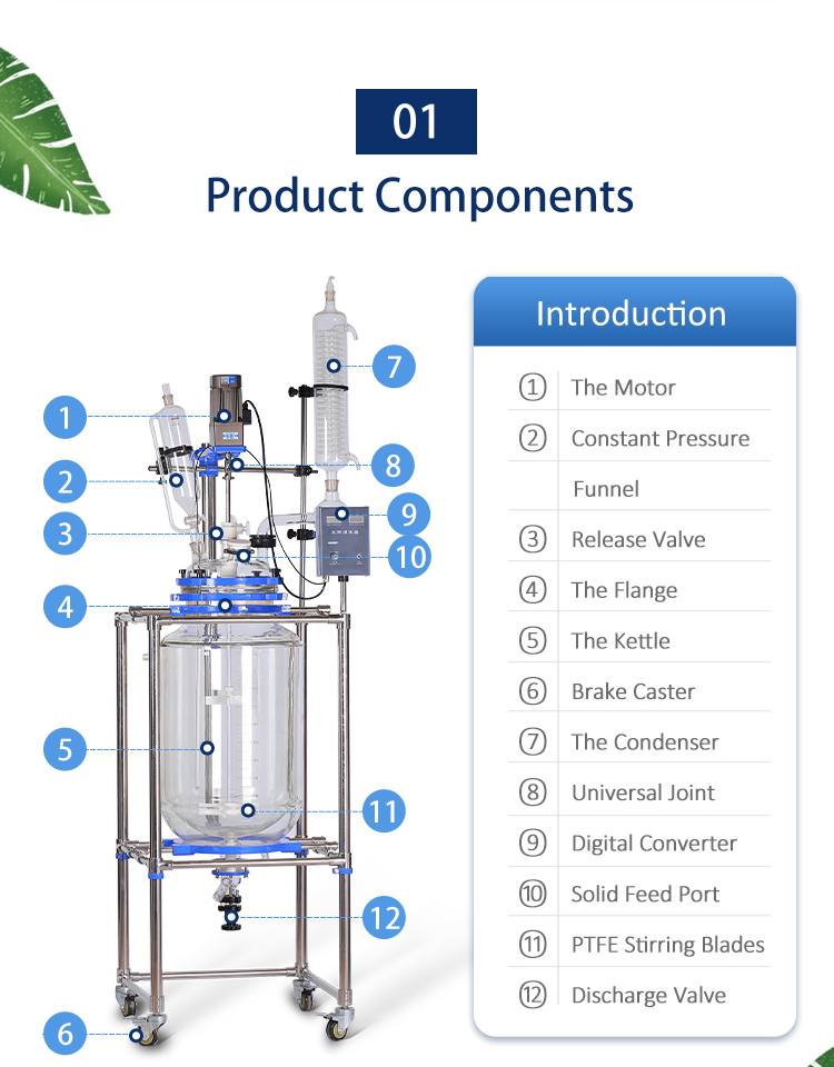 100L glass reactor 